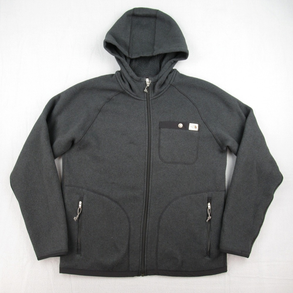 The North Face Full Zip Hoodie Mens M Dark Gray NF0A5GMQ FA22 Fleece Lined